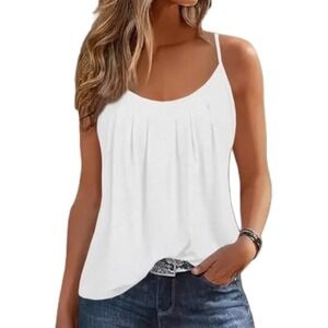 JJ Perfection Womens White Pleated Chiffon Layered Cami Tank Top AWTTK0331 XL